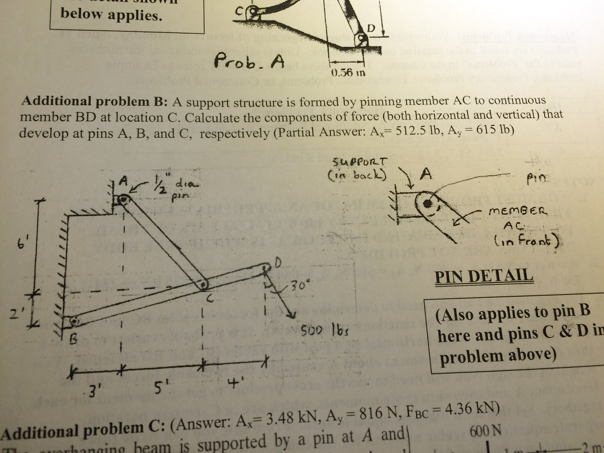Solved A support structure is formed by pinning member AC to