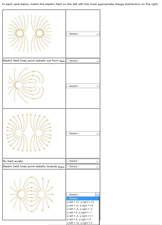 Solved In each case below, match the electric field on the | Chegg.com