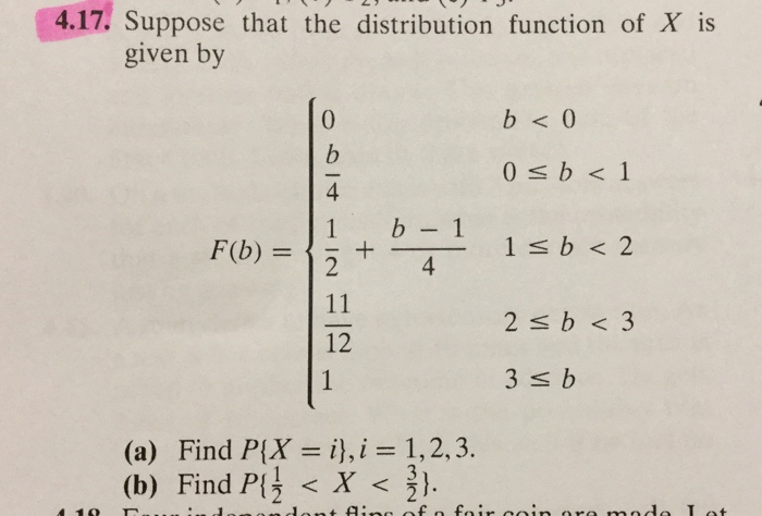 Solved Suppose That The Distribution Function Of X Is Given | Chegg.com