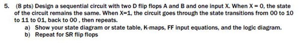 Solved Design a sequential circuit with two D flip flops A | Chegg.com
