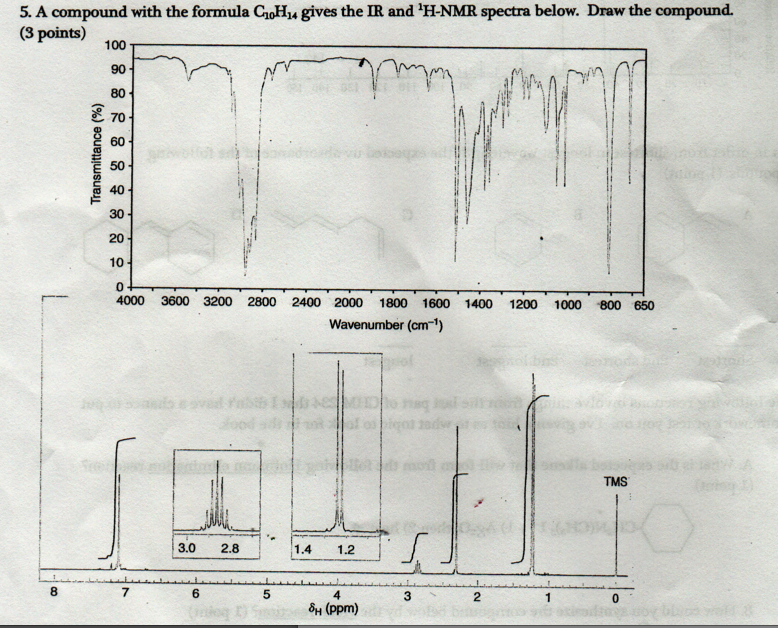 Solved 5. A compound with the formula C10H14 gives the IR | Chegg.com