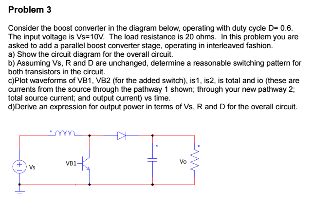 Solved Consider The Boost Converter In The Diagram Below, | Chegg.com