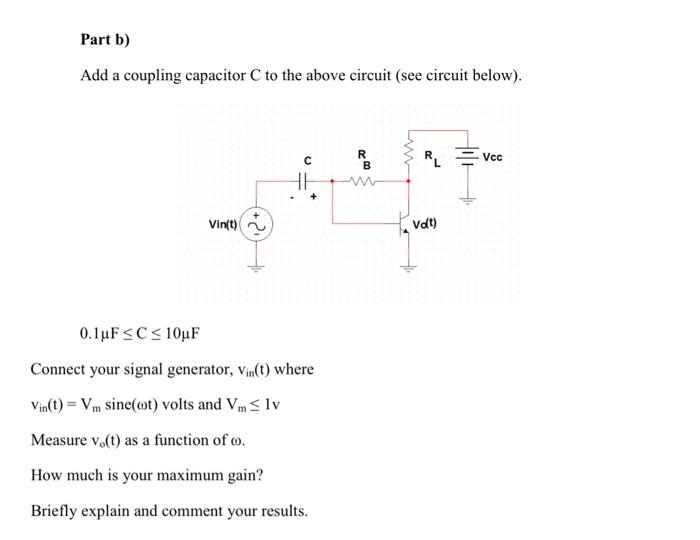 Solved Add a coupling capacitor C to the above circuit (see