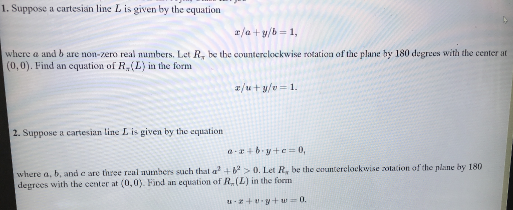 Solved Suppose a cartesian line L is given by the equation | Chegg.com