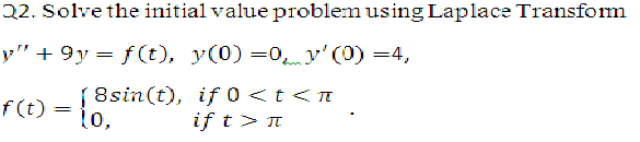solve the following initial value problem using the method of laplace transform