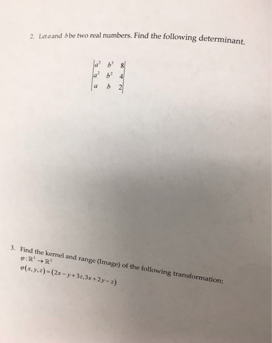 Solved Let A And B Be Two Real Numbers. Find The Following | Chegg.com