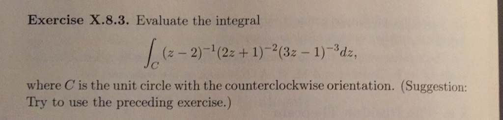 integral of 1 z 3 over unit circle