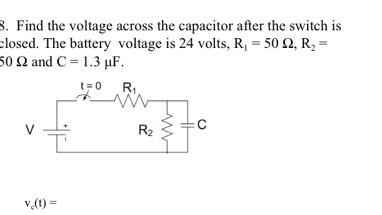 Solved Find the voltage across the capacitor after the | Chegg.com