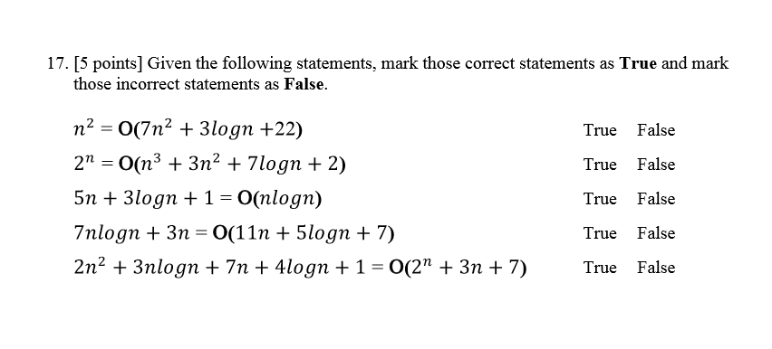 Solved Given the following statements, mark those correct | Chegg.com