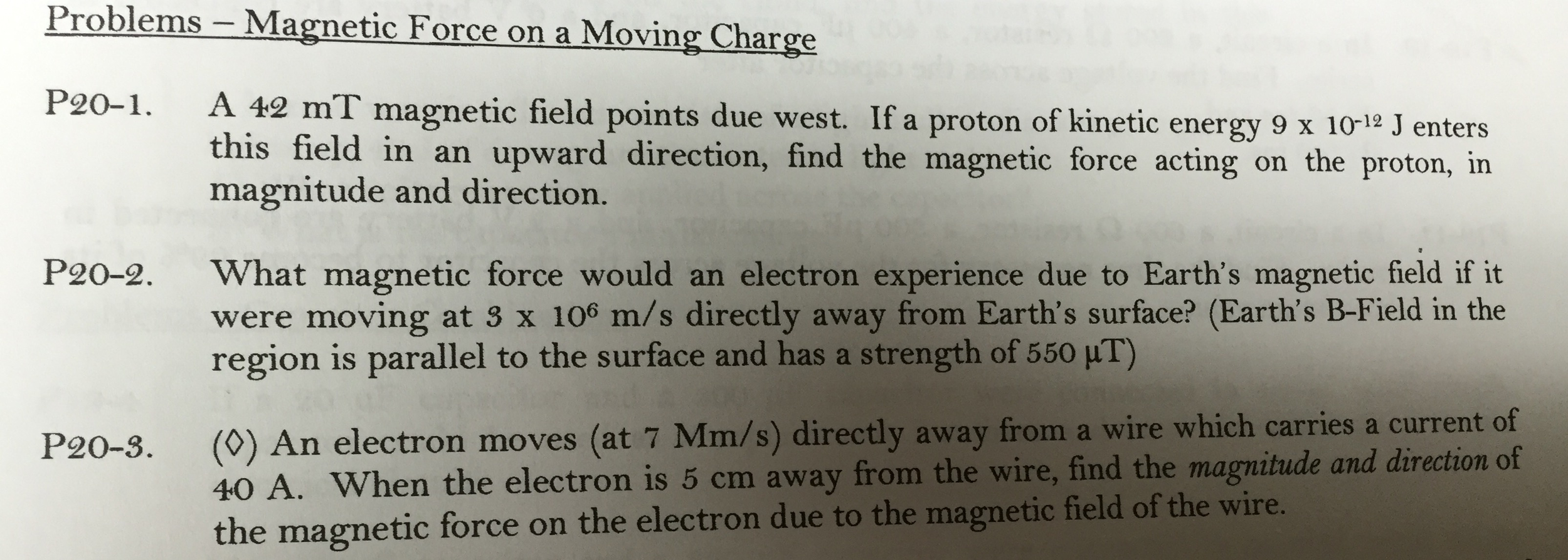 Problems - Magnetic Force on a Moving Charge P20-1. A | Chegg.com