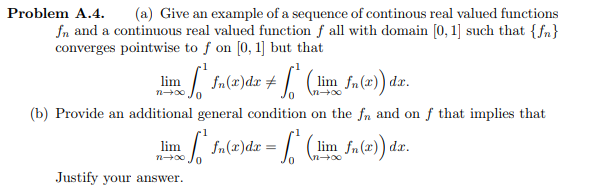 Solved Problem A.4. (a) Give an example of a sequence of | Chegg.com