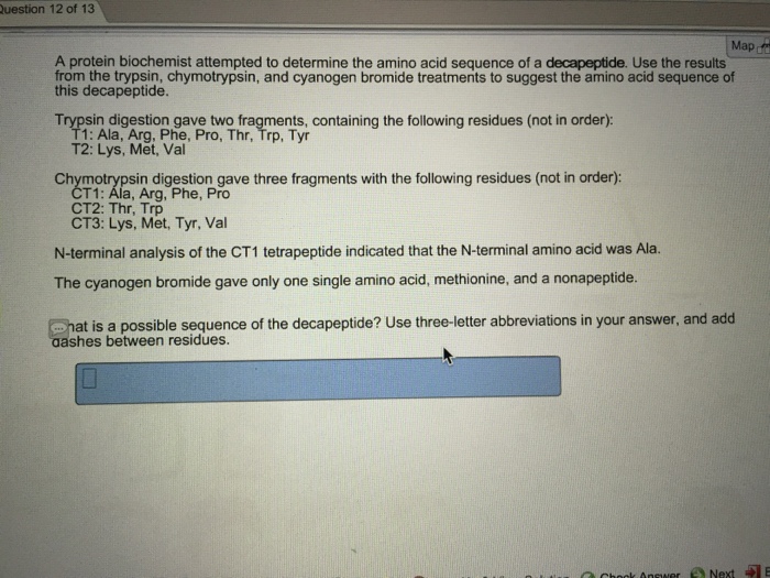 Solved A protein biochemist attempted to determine the amino | Chegg.com