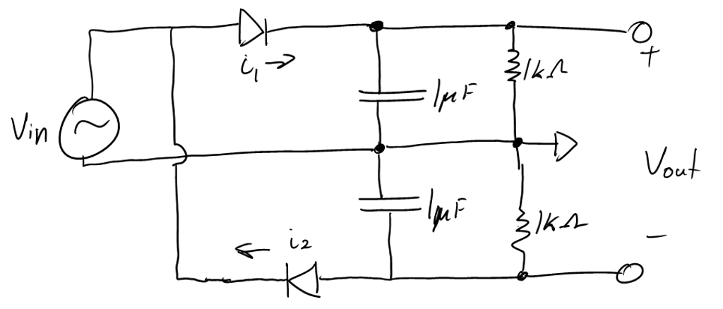 Solved Vin = 5sin(2pi1000t)*u(t) Graph i1, i2, and | Chegg.com