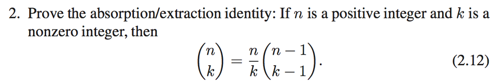 Solved 2. Prove the absorption/extraction identity: If n is | Chegg.com
