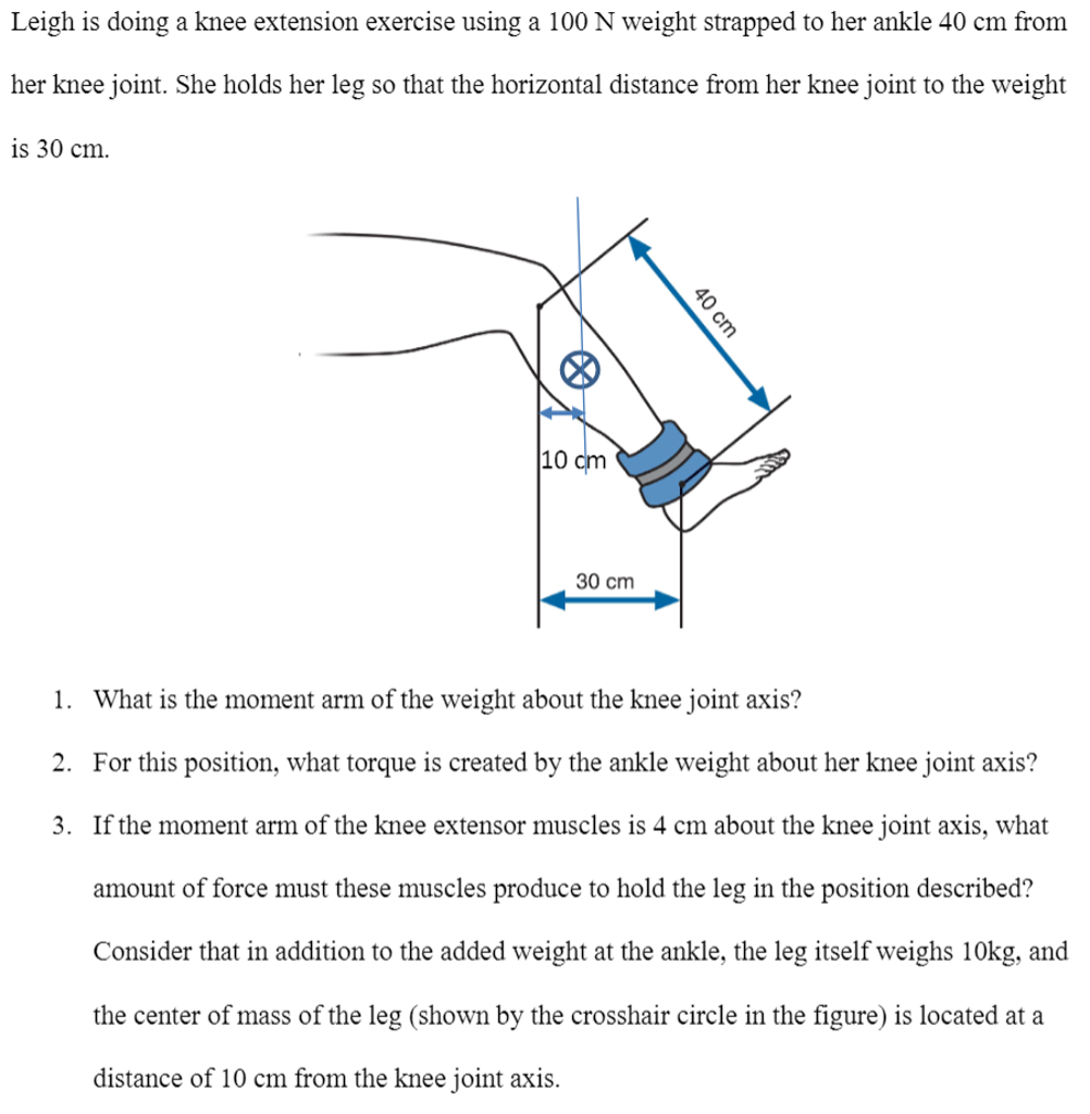 Solved Leigh is doing a knee extension exercise using a 100