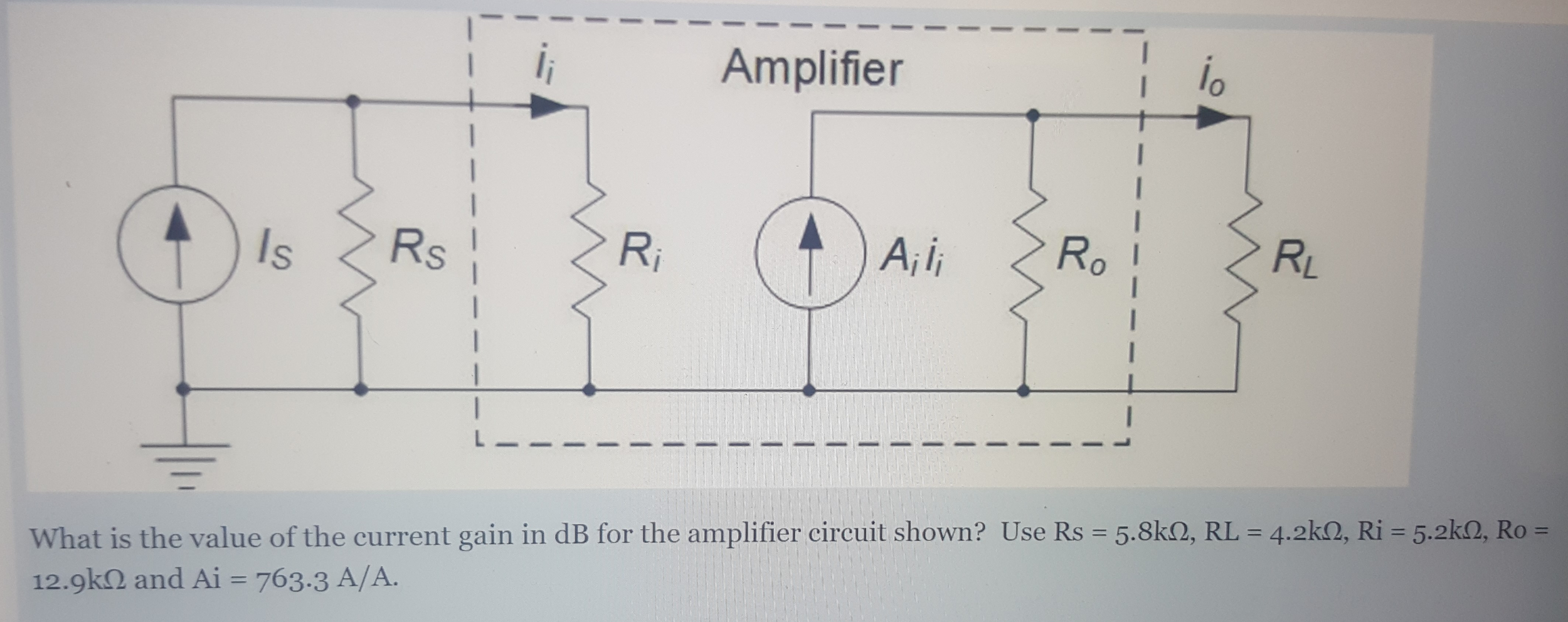 Solved What is the value of the current gain in dB for the
