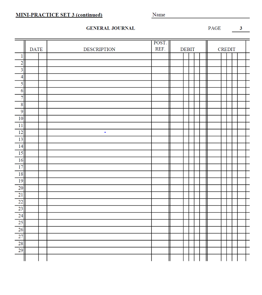 Mini-Practice Set 3 Corporation Accounting Cycle The | Chegg.com