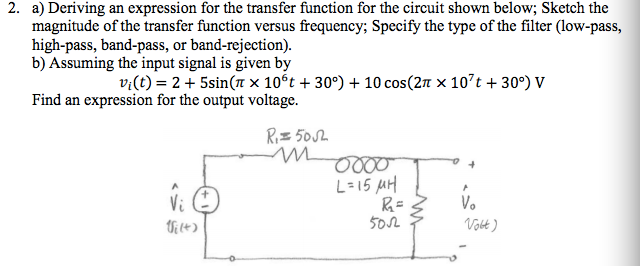 Solved 2. a) Deriving an expression for the transfer | Chegg.com