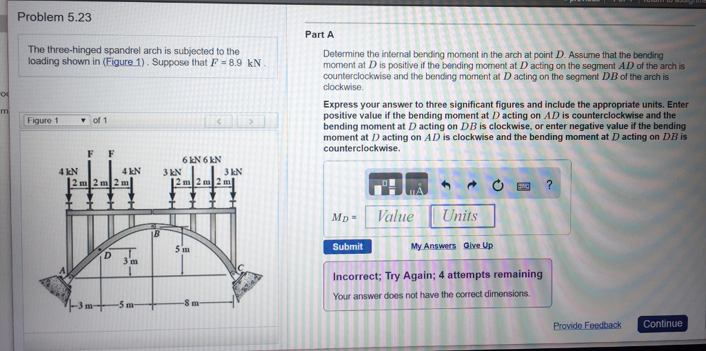 Solved The three-hinged spandrel arch is subjected to the | Chegg.com