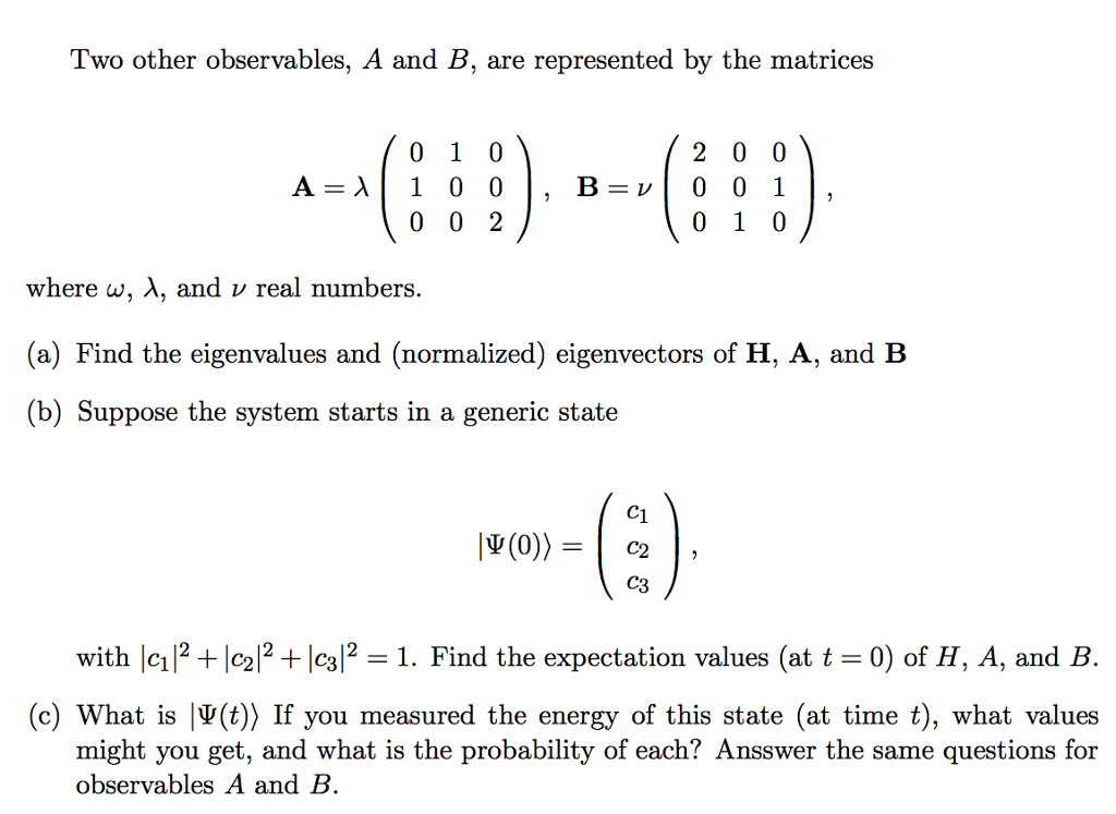 Solved The Hamiltonian for a certain thre level system is | Chegg.com