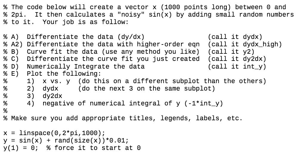 Solved The code below will create a vector x (1000 points | Chegg.com