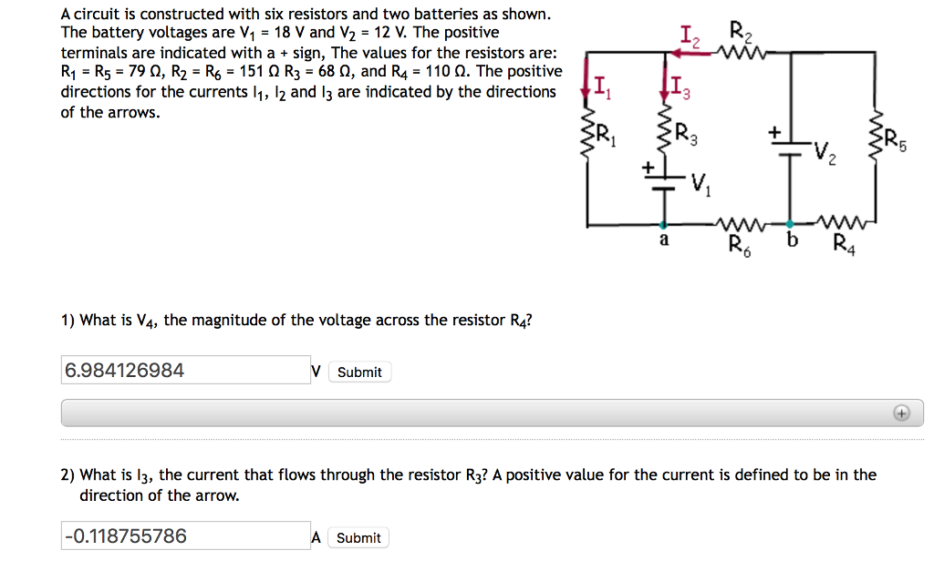 Solved A Circuit Is Constructed With Six Resistors And Two | Chegg.com