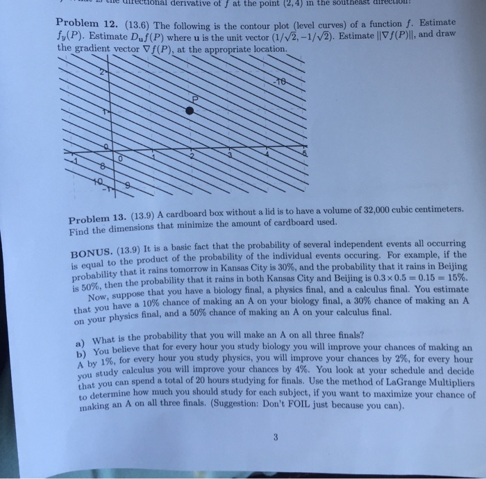 Solved The following is the contour plot (level curves) of a | Chegg.com
