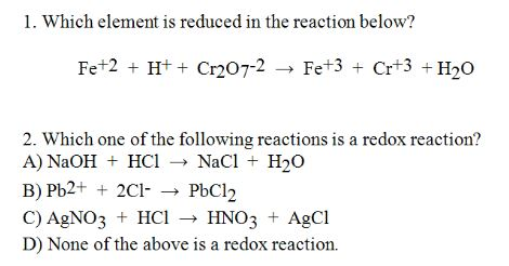 Solved Which element is reduced in the reaction below? Fe^ | Chegg.com