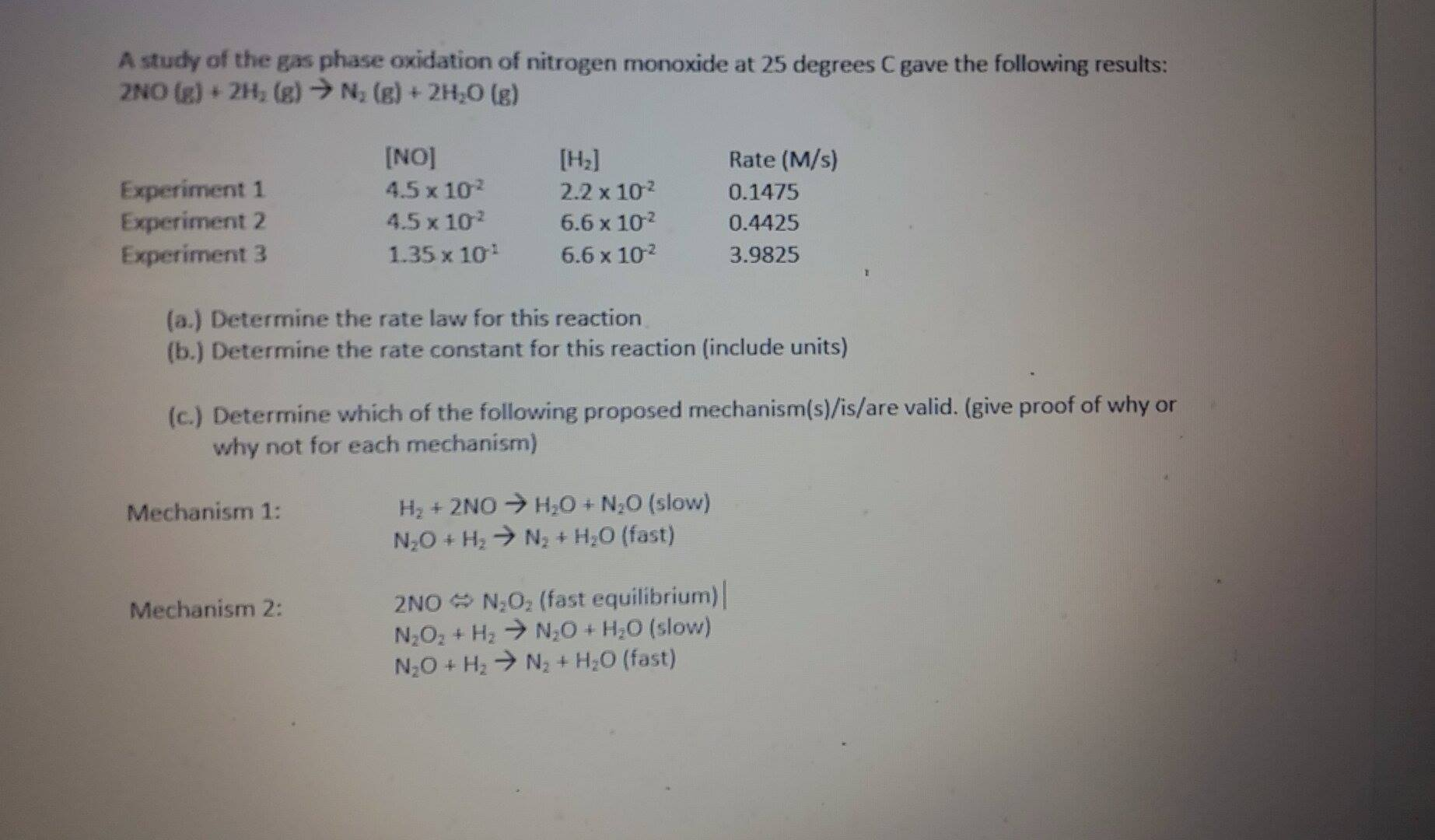 Solved A study of the gas phase oxidation of nitrogen | Chegg.com