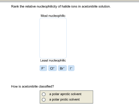 Rank The Relative Nucleophilicity Of Halide Ions In Acetonitrile Solution