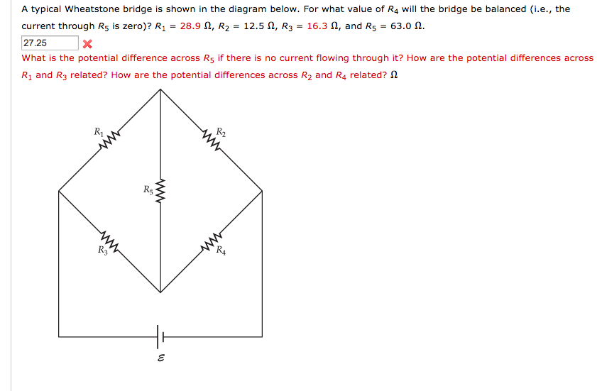 Solved A typical Wheatstone bridge is shown in the diagram | Chegg.com