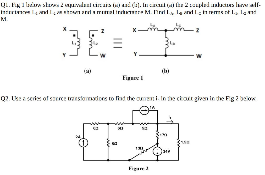 Solved Q1. Fig 1 Below Shows 2 Equivalent Circuits (a) And | Chegg.com