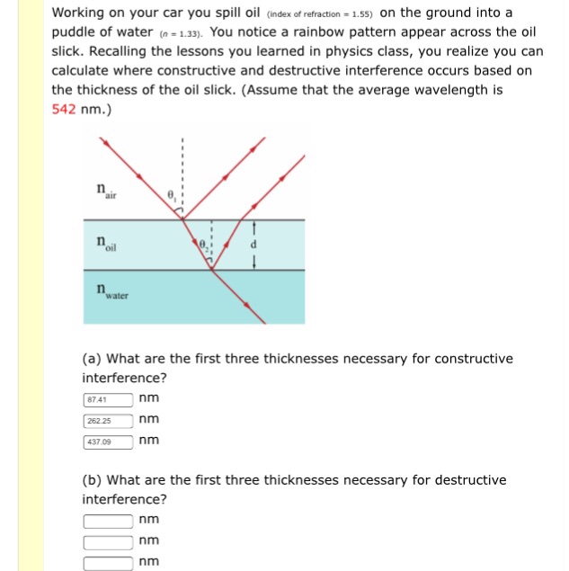 Solved Working on your car you spill oil (index of | Chegg.com