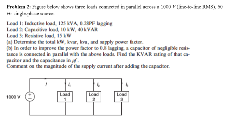 Solved Figure Below Shows Three Loads Connected In Parallel | Chegg.com