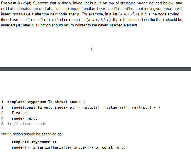 Solved Problem 3 25pt Suppose That A Singly linked List Is Chegg