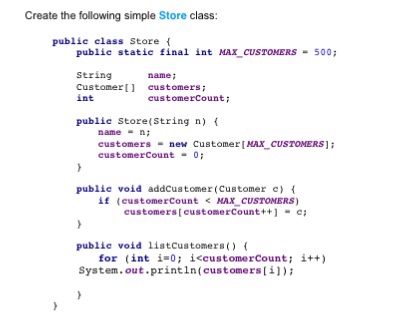Solved Write a method in the Store class called | Chegg.com