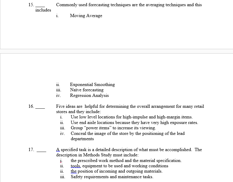 Solved industrial engineering questions 1517. choose the