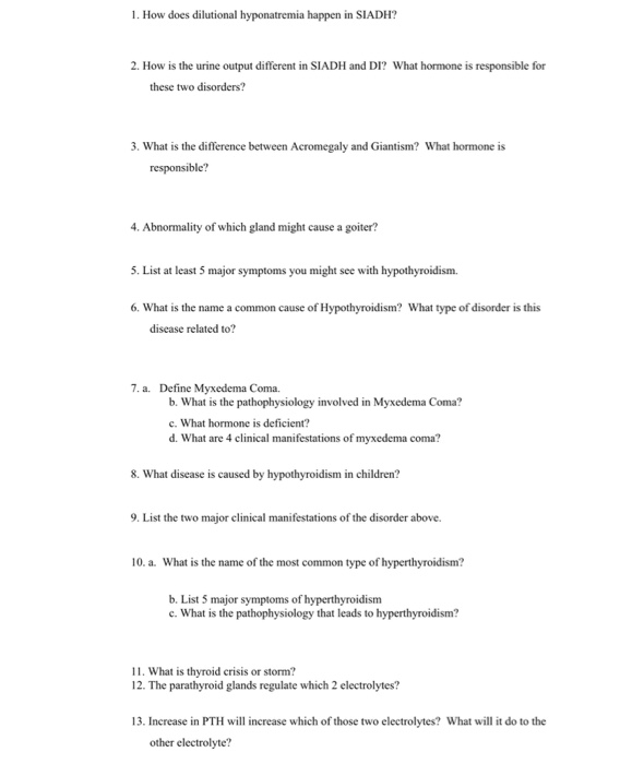 Solved How does dilutional hyponatremia happen in SIADH How | Chegg.com