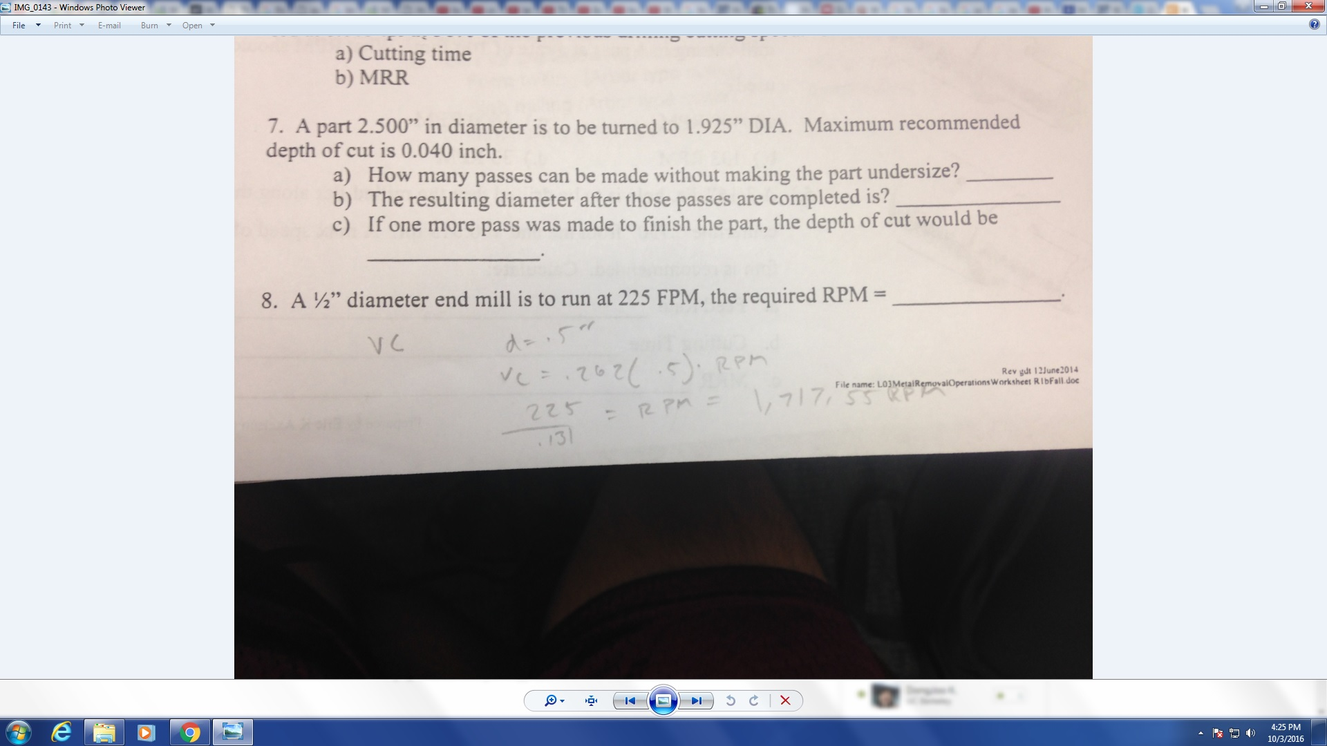 Solved A Part 2 500 In Diameter Is To Be Turned To 1 925 Chegg