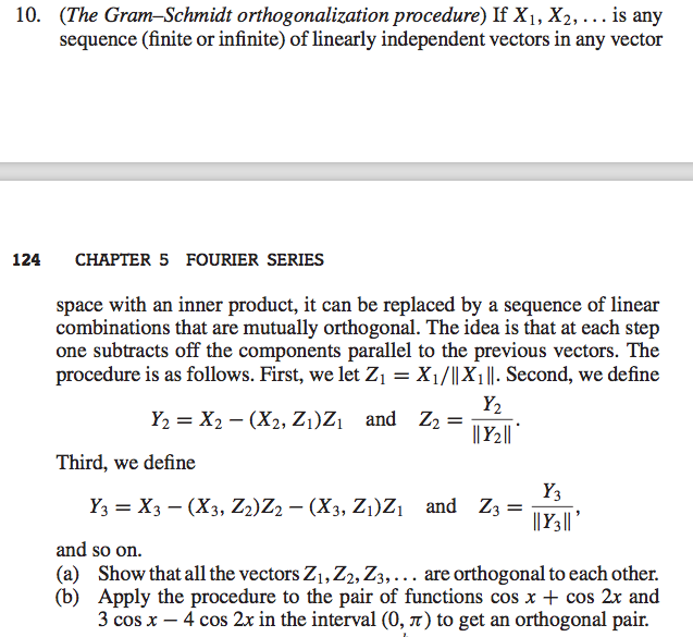 Solved 10. (The Gram-Schmidt Orthogonalization Procedure) If | Chegg.com