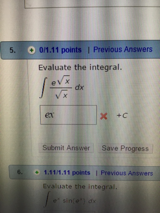 integrate e to the power of square root x