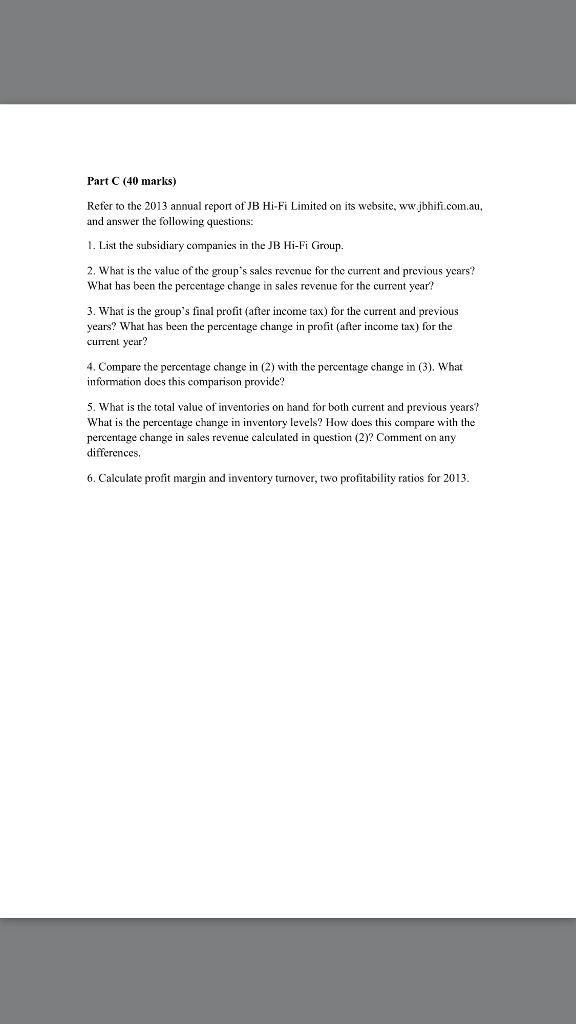 Solved PART C Refer to the