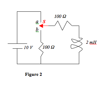 Solved 5. The switch in Fig. 2 has been in position | Chegg.com