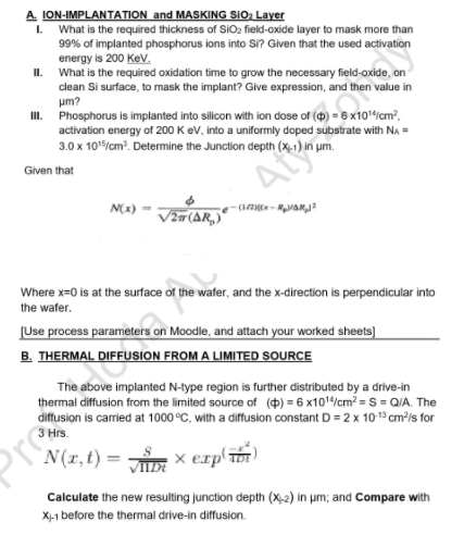 Solved B. THERMAL DIFFUSION FROM A LIMITED SOURCE The Above | Chegg.com