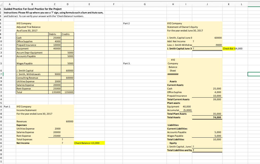 Solved 1 Guided Practice For Excel Practice for the Project | Chegg.com