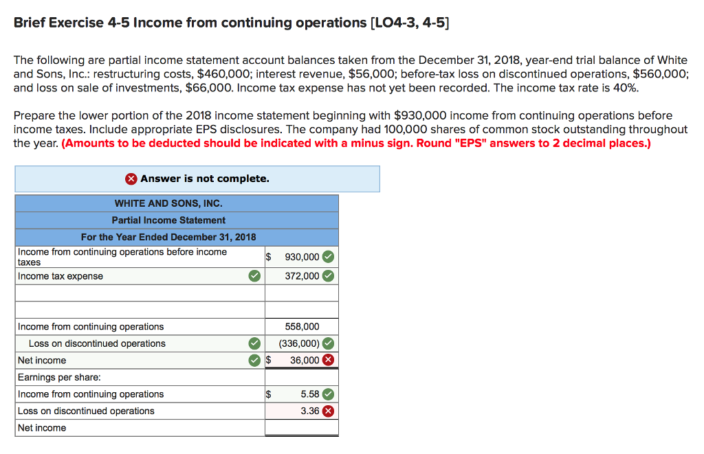 Solved Brief Exercise 4 5 Income From Continuing Operations 2269