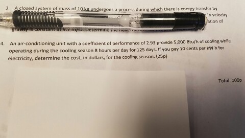 Solved An air-conditioning unit with a coefficient of | Chegg.com