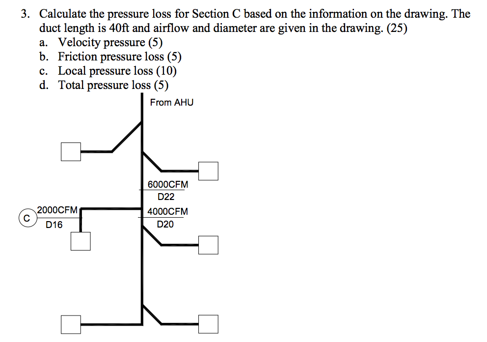 Calculate the pressure loss for Section C based on