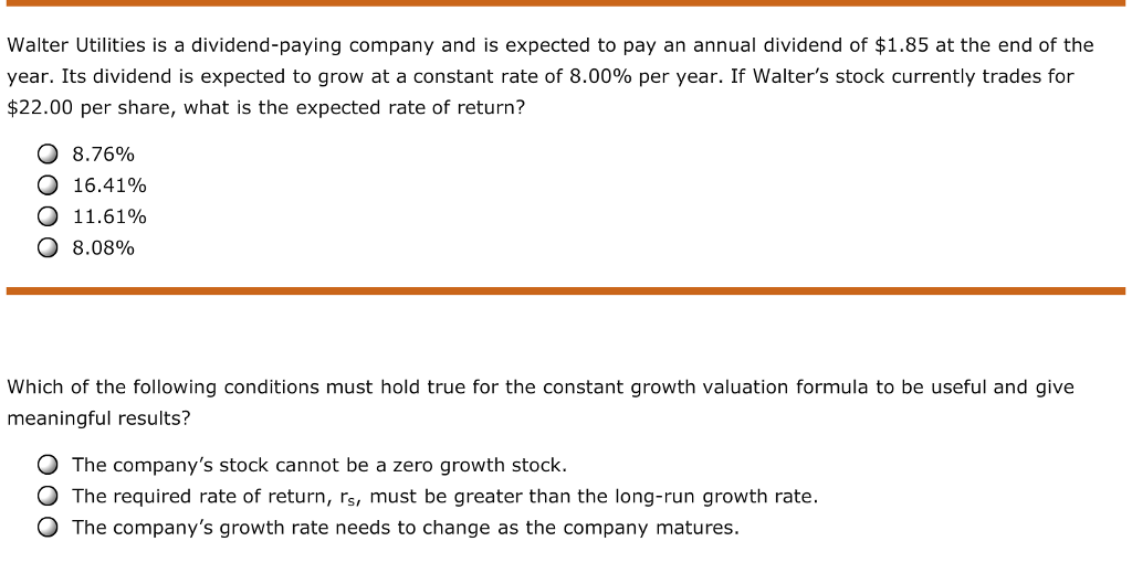 Solved 6. Expected returns, dividends, and growth The | Chegg.com