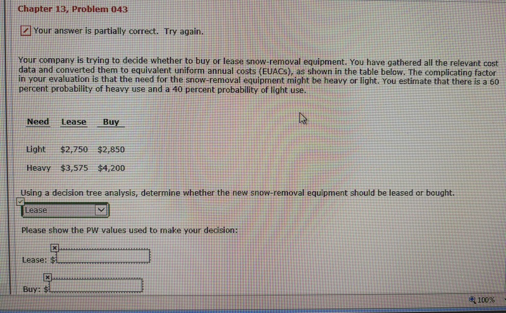 Solved Chapter 13, Problem 043 DZ Your answer is partially | Chegg.com